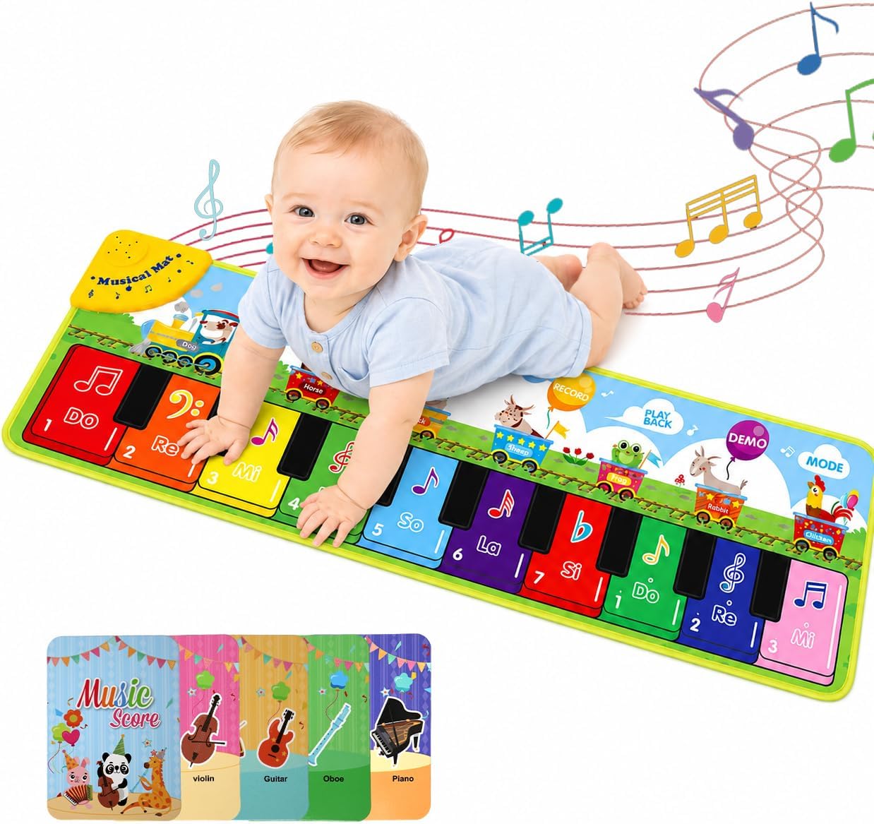Musical Floor Piano Keyboard Playmat with 7 Animal Sounds