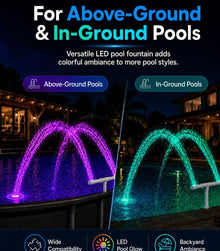 Solar Pool Fountain with Colorful LED Lights