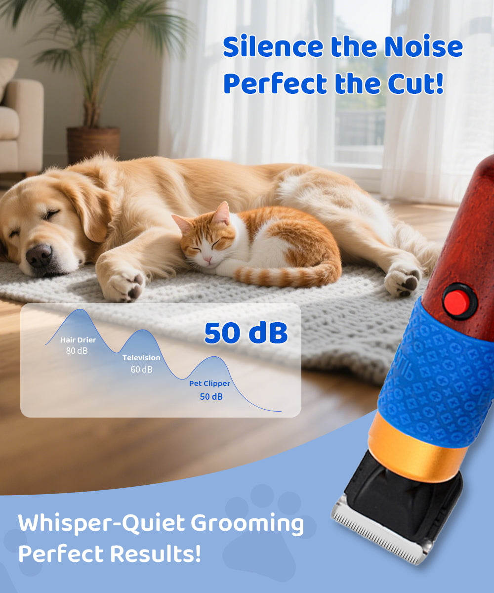 Professional 200W Pet Grooming Clippers with Wooden Handle
