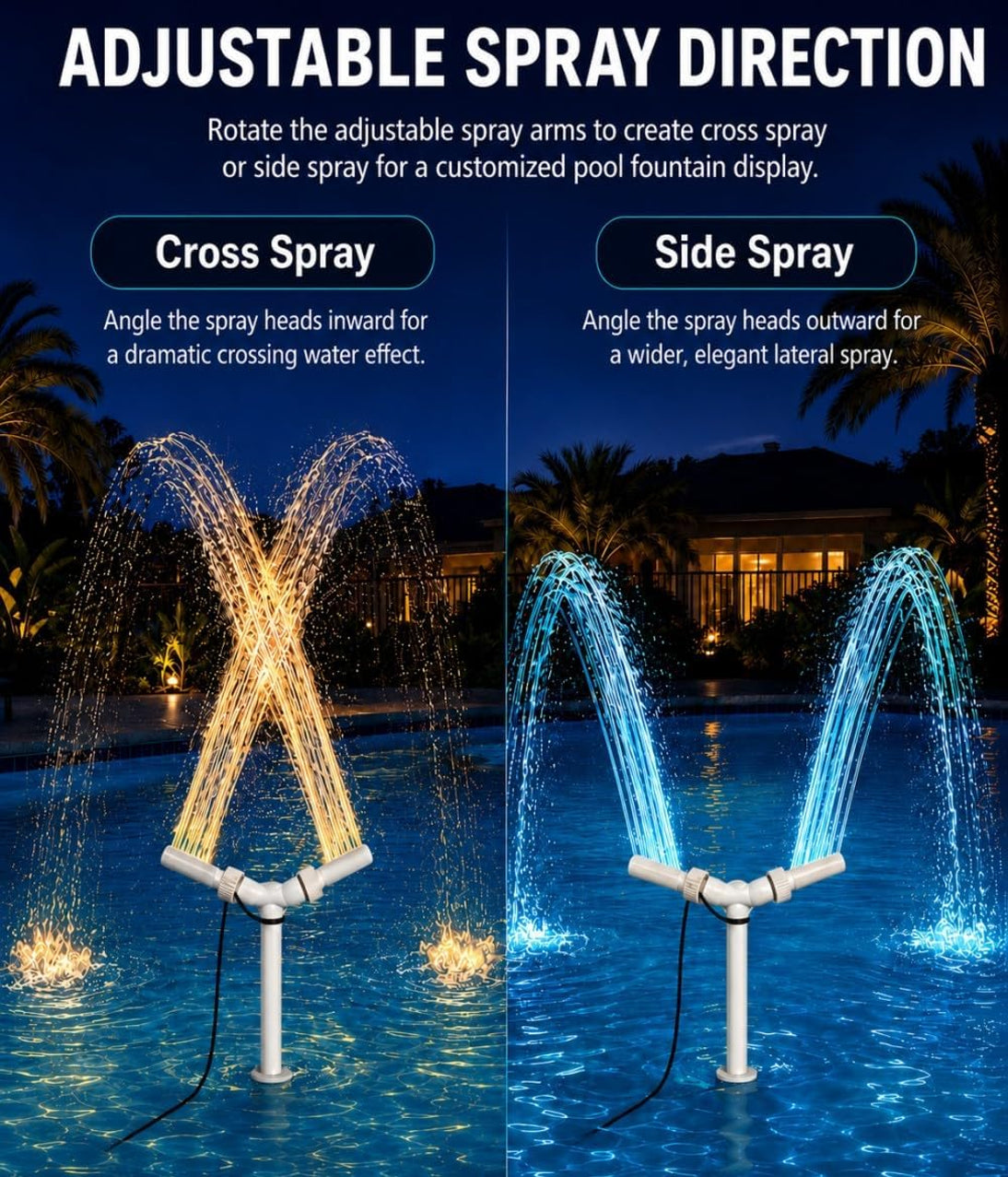 Solar Pool Fountain with Colorful LED Lights