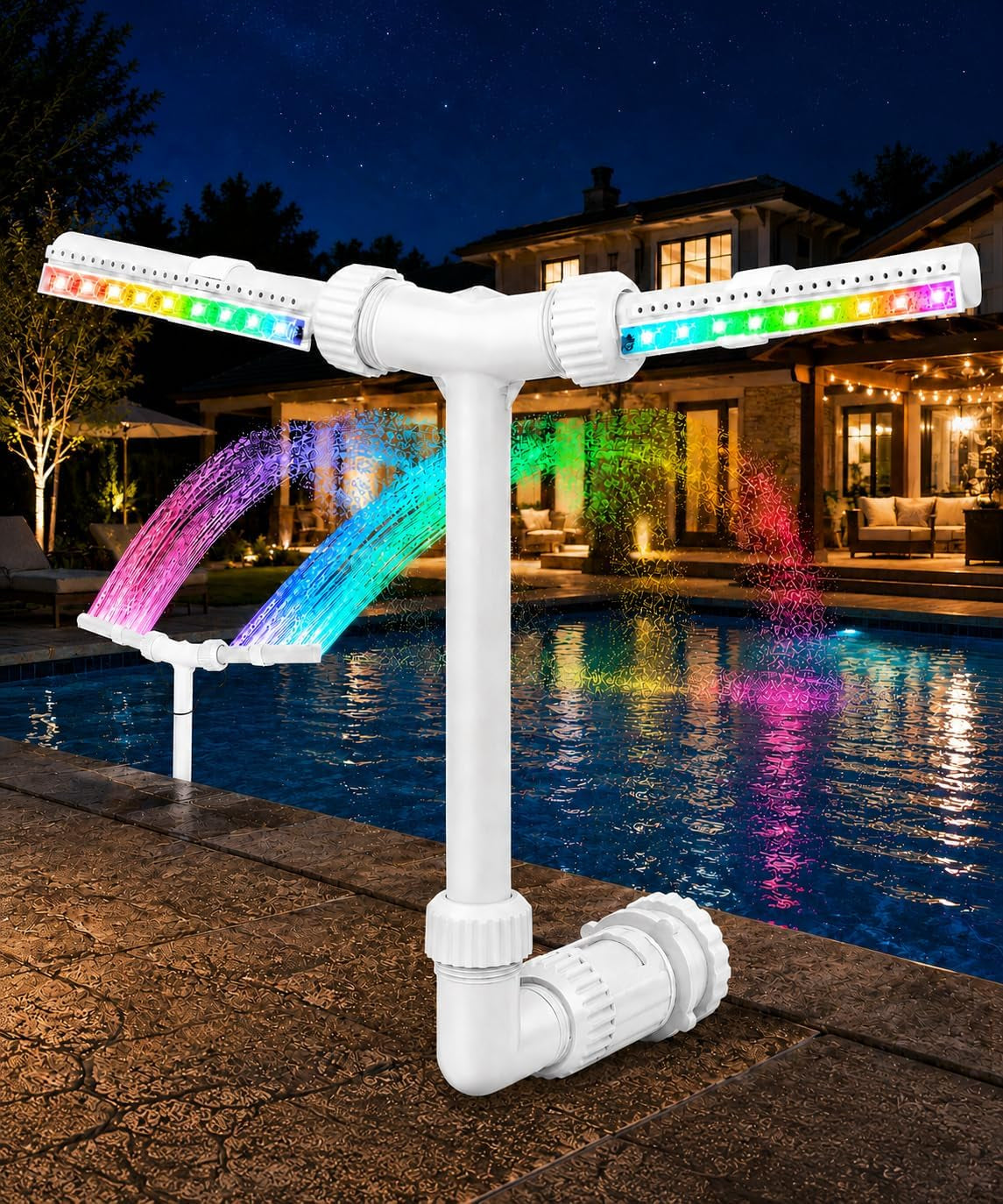 Solar Pool Fountain with Colorful LED Lights