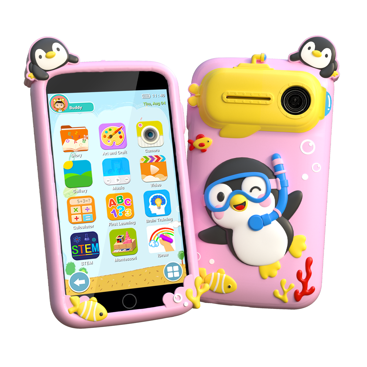 Kids Toys Smart Phone, 3.97" Touchscreen Toddler Phone with 220+ Learning Games, Camera, Parental Control, Educational Phone for Girls Ages 3-9, Birthday Gift