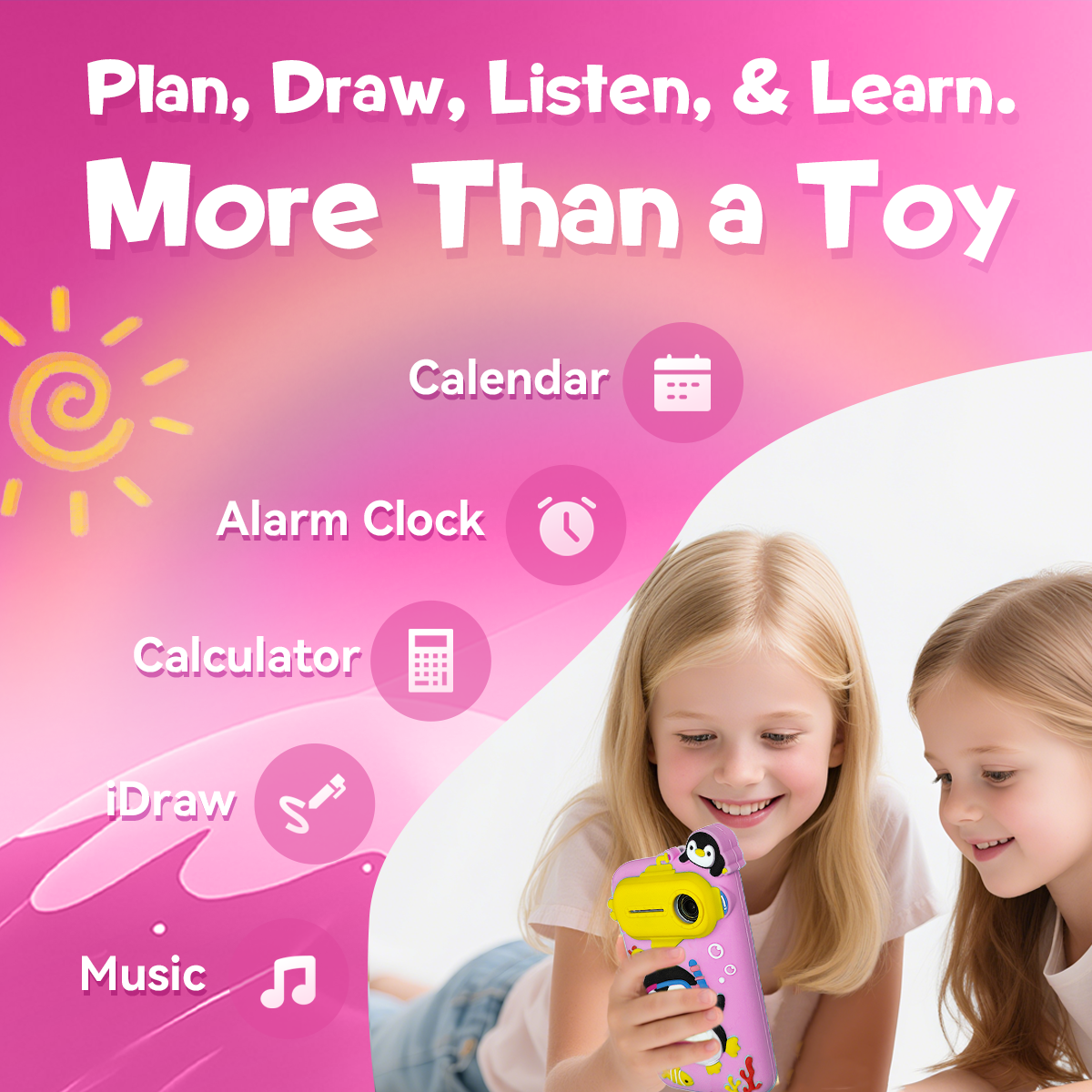 Kids Toys Smart Phone, 3.97" Touchscreen Toddler Phone with 220+ Learning Games, Camera, Parental Control, Educational Phone for Girls Ages 3-9, Birthday Gift