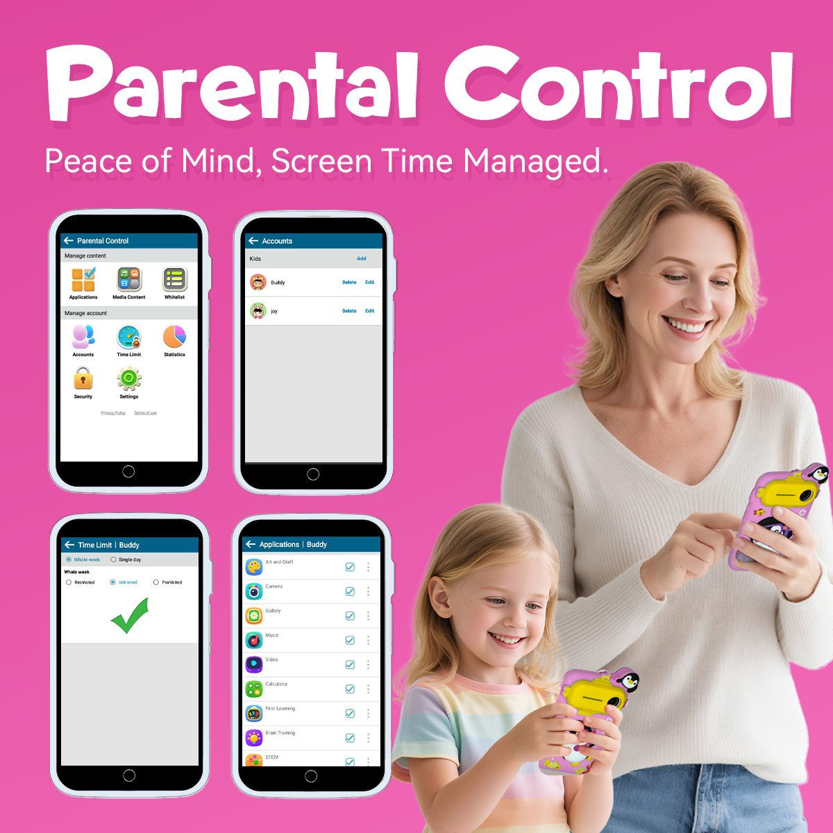 Kids Toys Smart Phone, 3.97" Touchscreen Toddler Phone with 220+ Learning Games, Camera, Parental Control, Educational Phone for Girls Ages 3-9, Birthday Gift